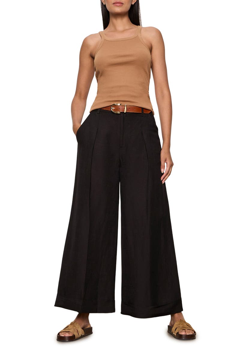 Terrace Linen Blend Wide Leg Pants, Alternate, color, BLACK