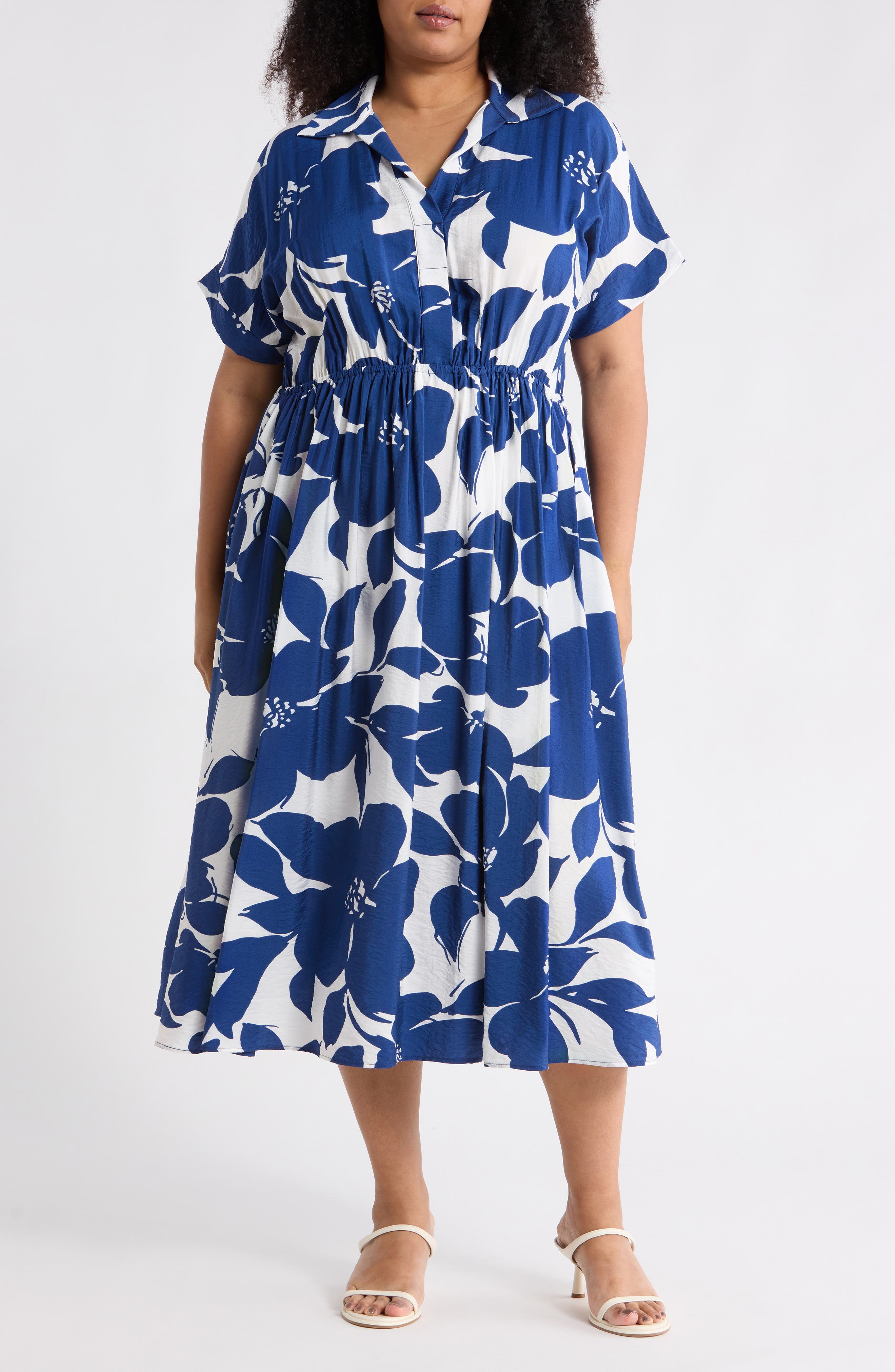 Renee C Floral Short Sleeve Midi Dress