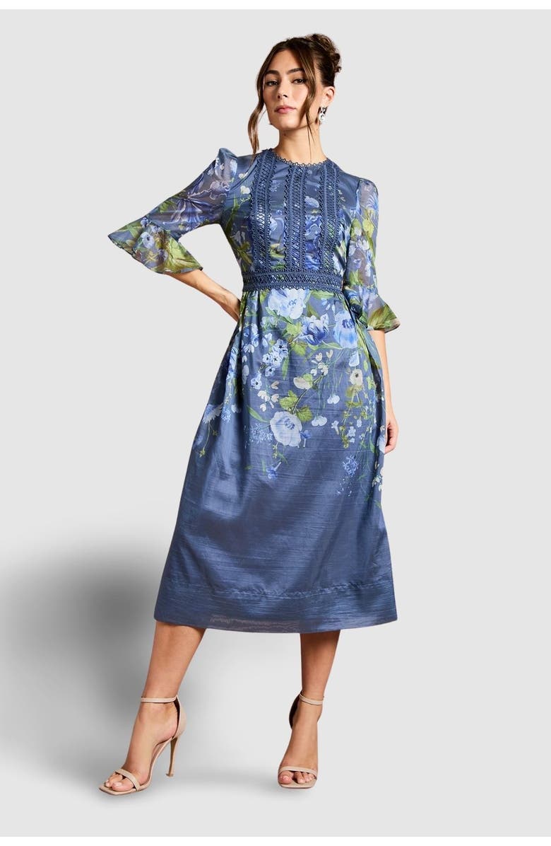 Coast Placement Print Organza Midi Dress, Main, color, 