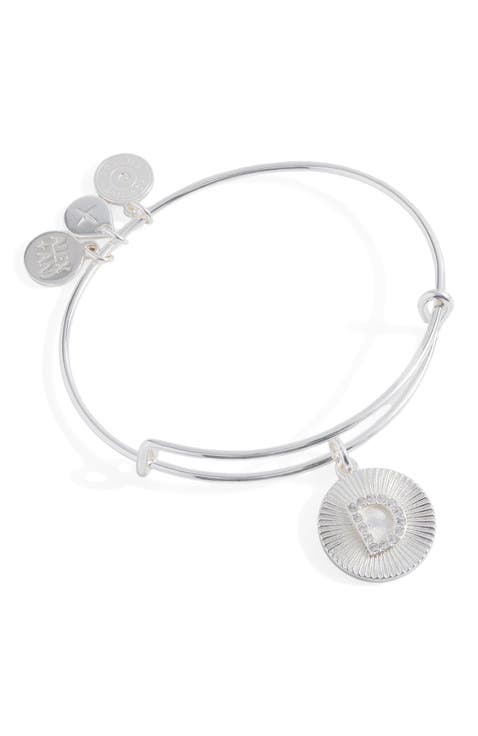 Pave Starburst Texture Initial Bangle Bracelet
