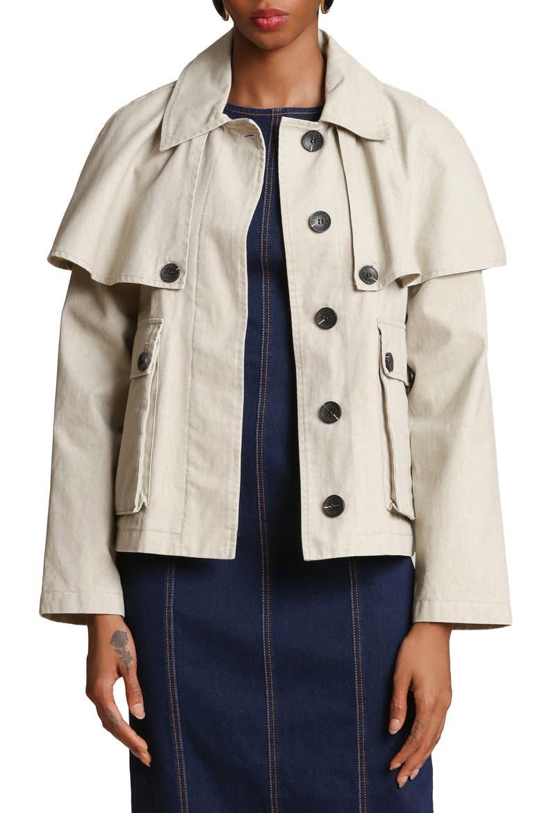 Cotton Cape Jacket, Main, color, LIMESTONE