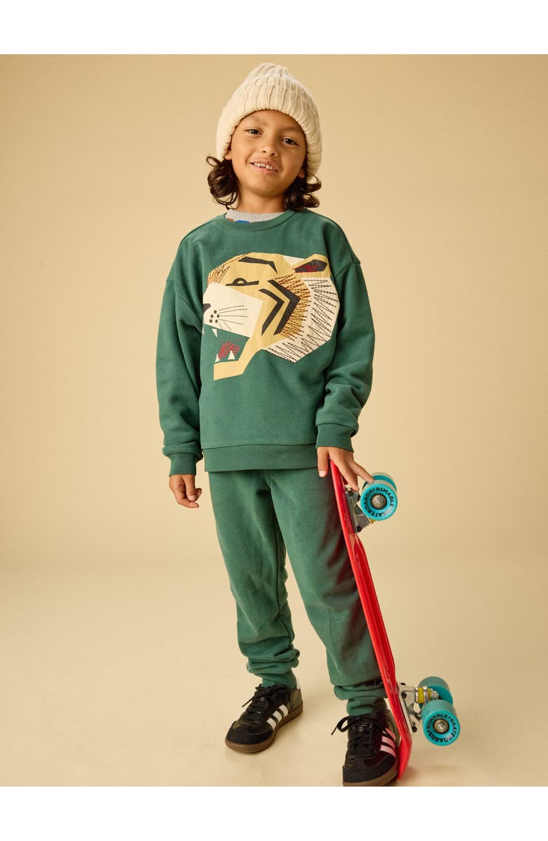 Tea Collection Embroidered Tiger Popover, Alternate, color, Jungle