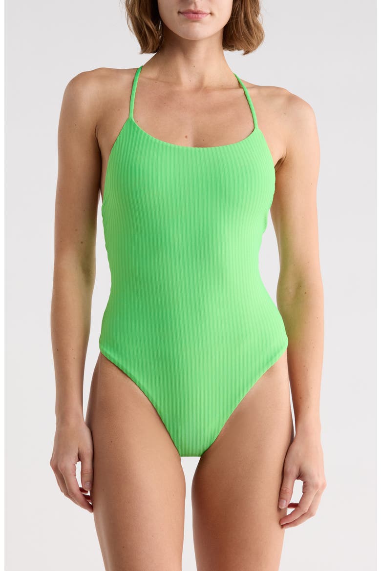 Luster One-Piece Swimsuit, Main, color, GREEN