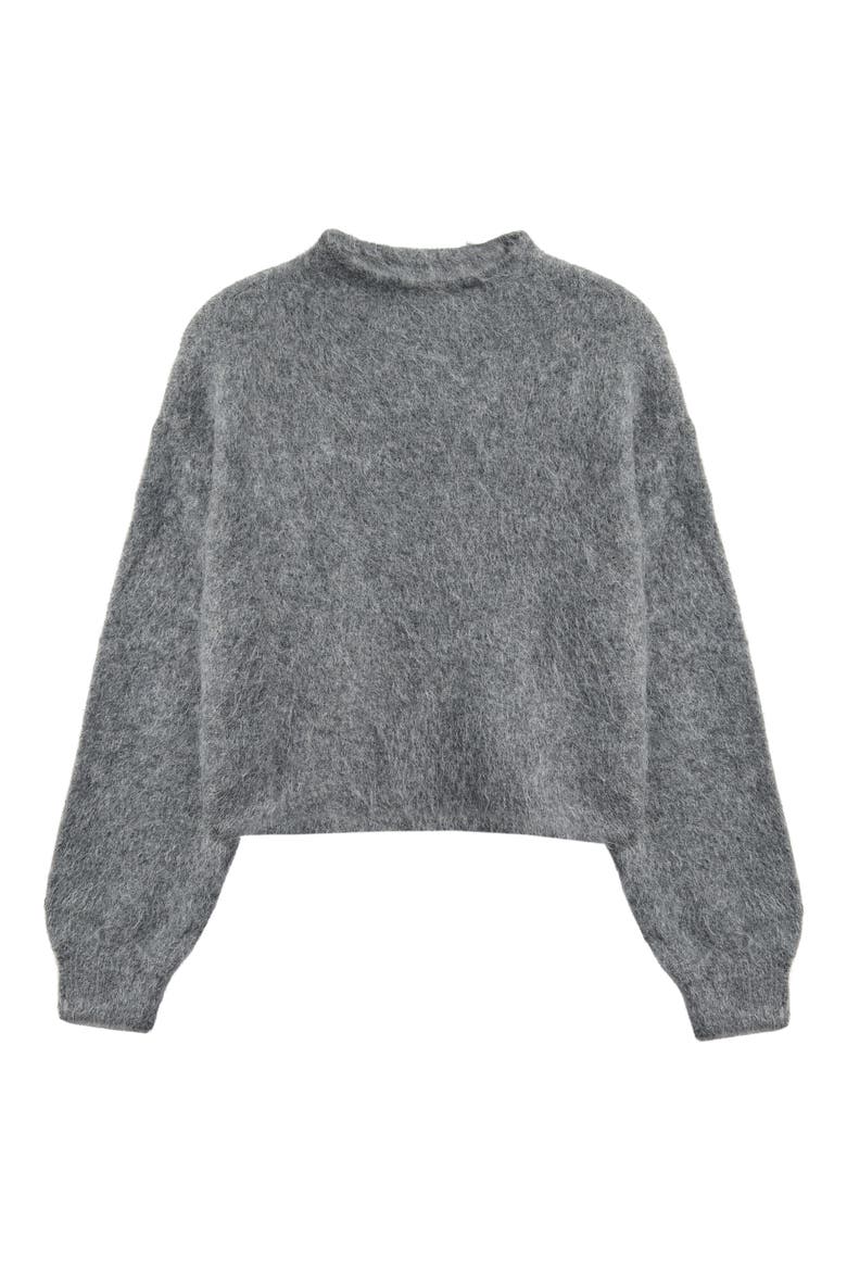 Suri Alpaca Blend Funnel Neck Sweater, Alternate, color, CHARCOAL
