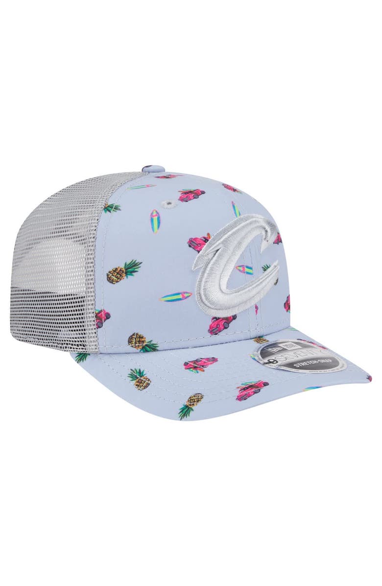 New Era Men's New Era Light Blue/Gray Cleveland Cavaliers Adventure Aloha Pattern 9SEVENTY Stretch-Snap Hat, Alternate, color, Light Blue