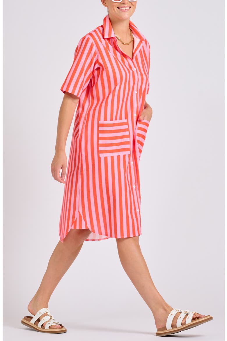 Stripe Shirtdress, Alternate, color, PINK PAPAYA STRIPE