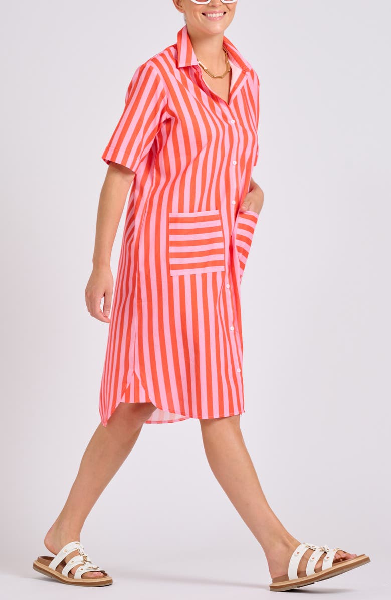 SHIRTY Stripe Shirtdress, Alternate, color, Pink Papaya Stripe
