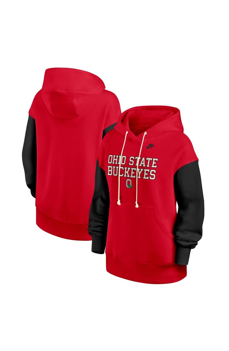 Nike Women's Nike Scarlet/Black Ohio State Buckeyes Oversized Legacy Phoenix Pullover Hoodie, Main, color, Scarlet
