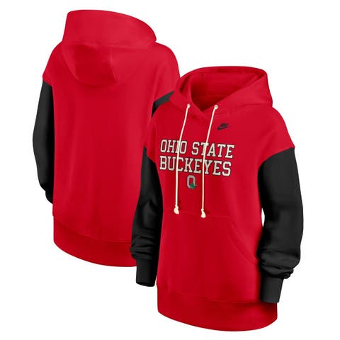 Women's Nike Scarlet/Black Ohio State Buckeyes Oversized Legacy Phoenix Pullover Hoodie