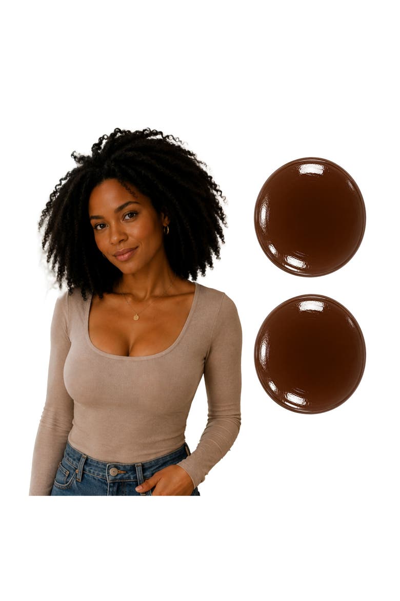 Allstick Circle Adhesive Reusable Silicone Breast Petals Nipple Covers, Alternate, color, Espresso