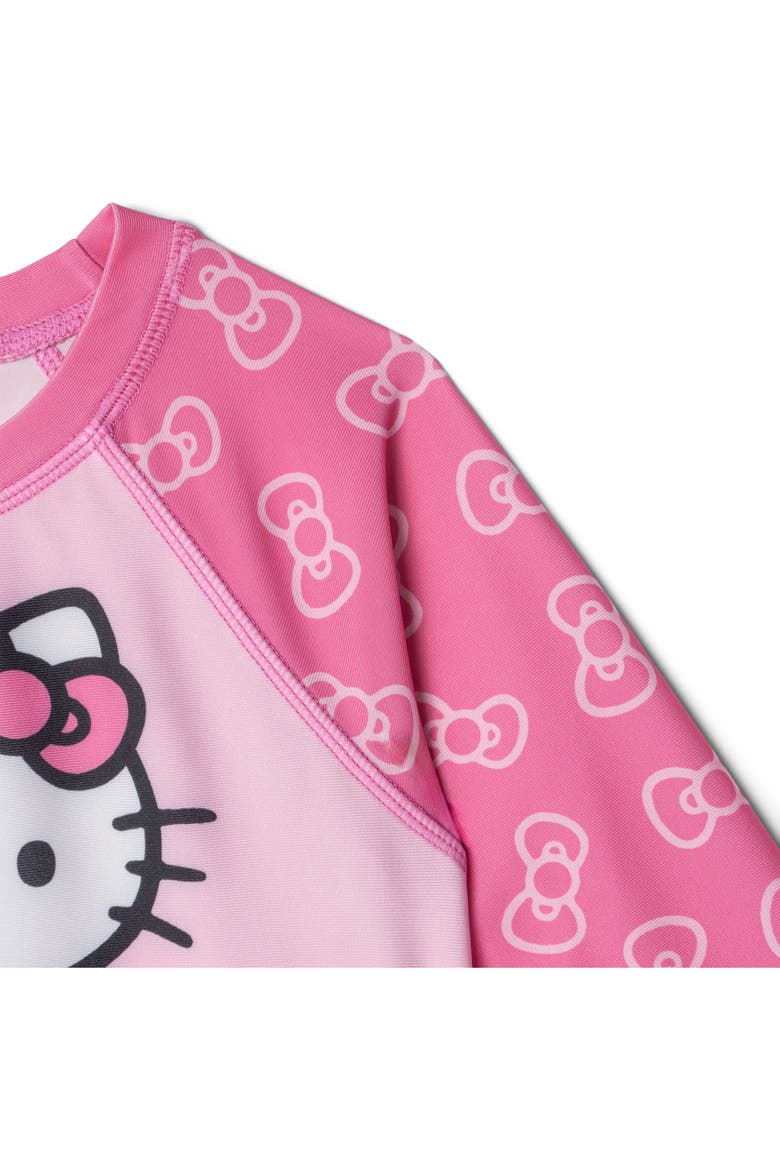Swimwear Rash Guard and Bikini Bottom Set, Alternate, color, Hello Kitty Pink