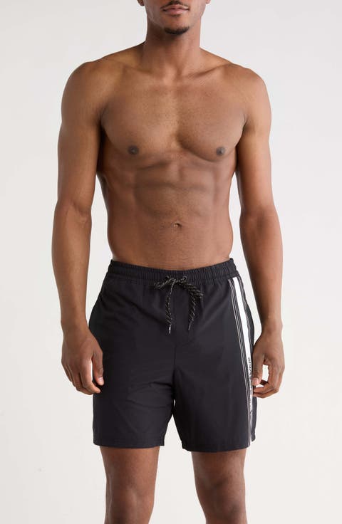 Trade Logo Stripe Volley Swim Shorts