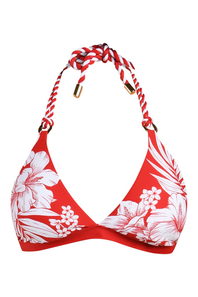 Mariner Halter Bikini Top, Alternate, color, RUBY
