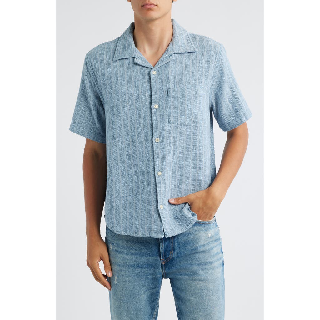 Corridor Basket Weave Short Sleeve Button-Up Shirt in Blue  product