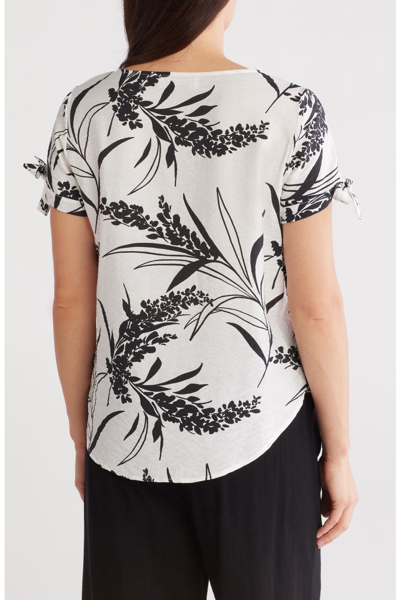 Floral Short Sleeve High-Low Top, Alternate, color, IVORY