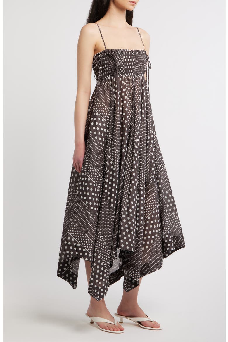 Nani Handkerchief Hem Sundress, Alternate, color, DARK BROWN
