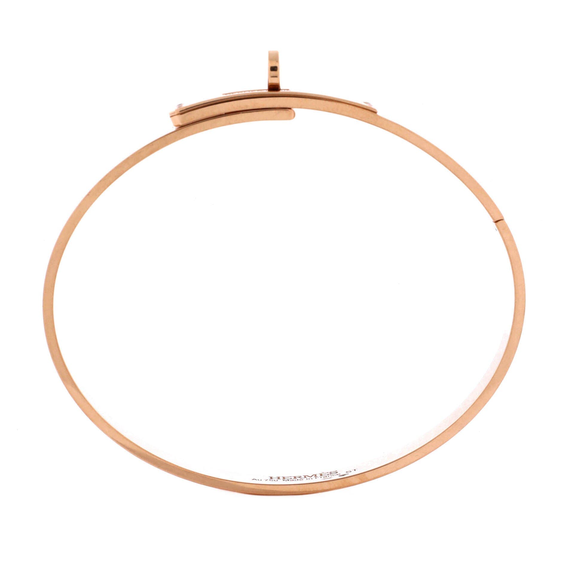 Pre-Owned Hermes Kelly Bracelet 18K Rose Gold with 4 Diamonds Small, Alternate, color, Rose Gold