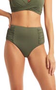 Sea Level High Waist Gathered Side Swim Bottoms