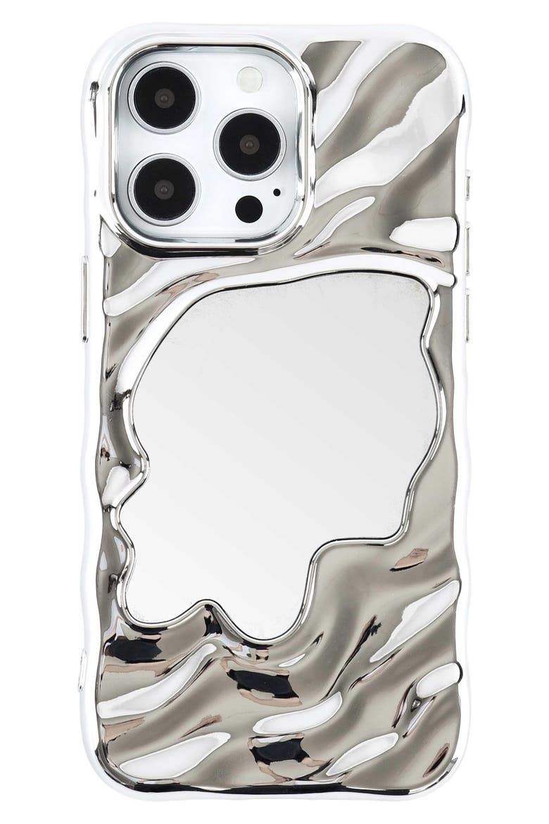 Flowy Mirror iPhone 15 Pro Max Case, Main, color, SILVER