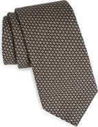 BOSS Angled Check Cotton & Silk Tie