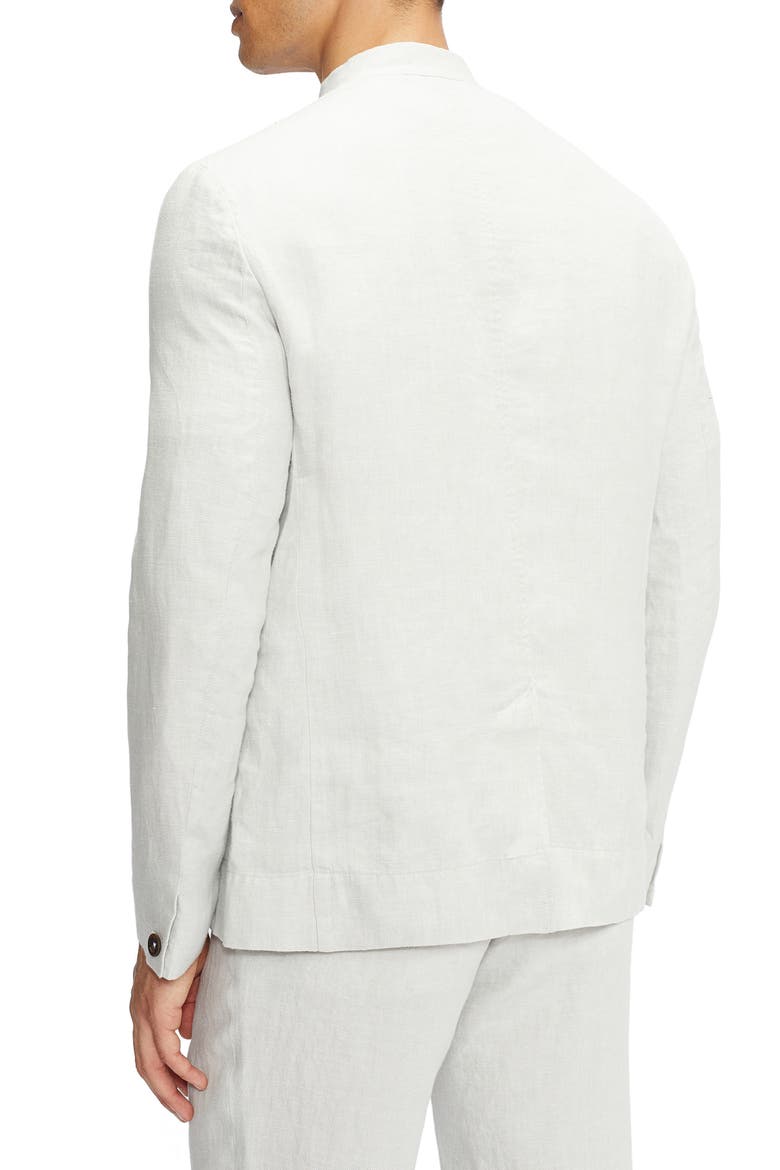 Radio J Mandarin Collar Linen Blazer, Alternate, color, NATURAL