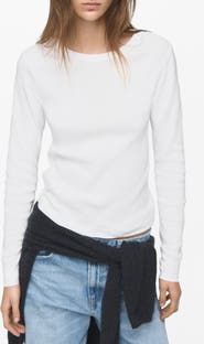 MANGO Long Sleeve Cotton Rib T-Shirt