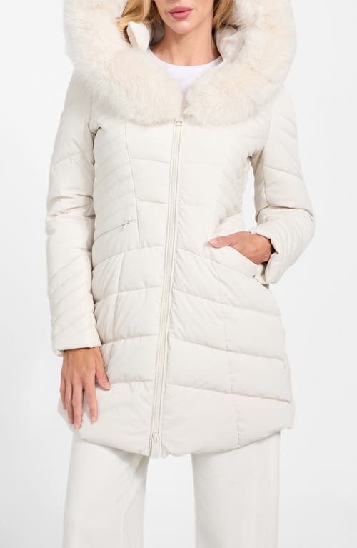 Guess New Oxana Mixed Media Puffer Coat In White