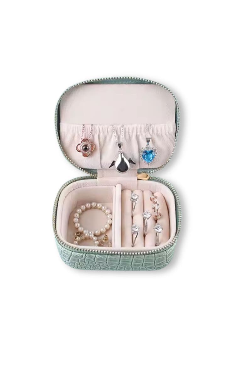 Faux Leather Snake Mini Jewelry Case, Alternate, color, Green