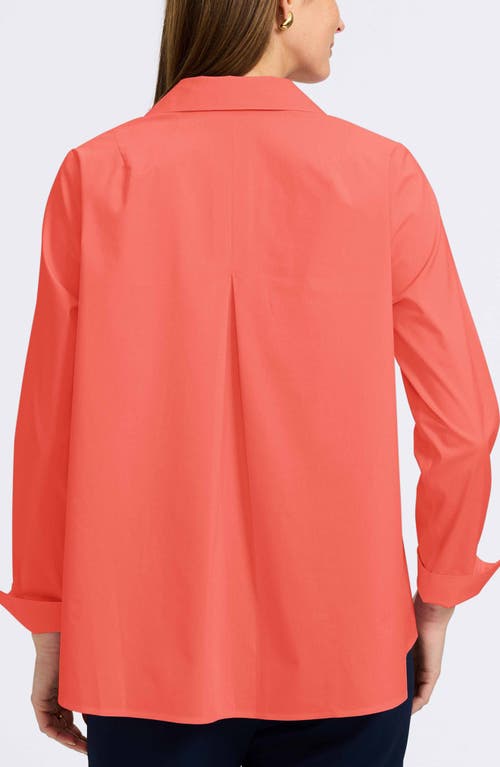 Foxcroft Agnes Split Cuff Popover Blouse In Tangerine