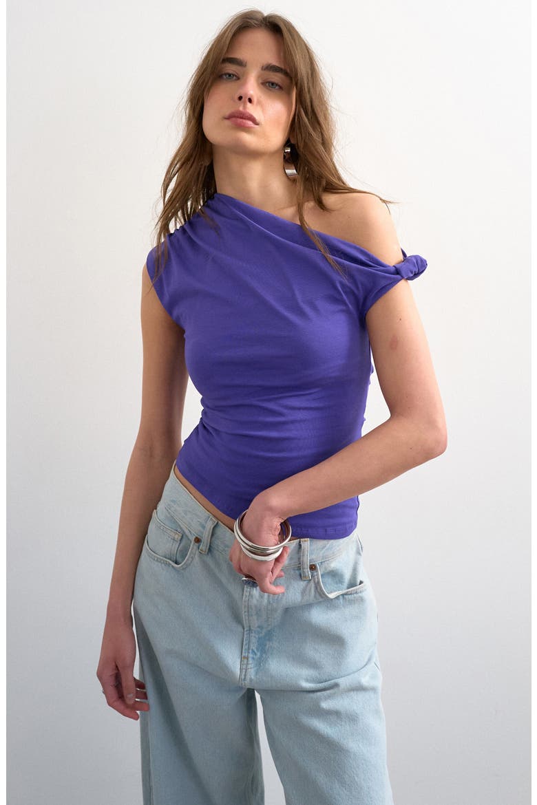 Knot One-Shoulder Top, Main, color, PURPLE