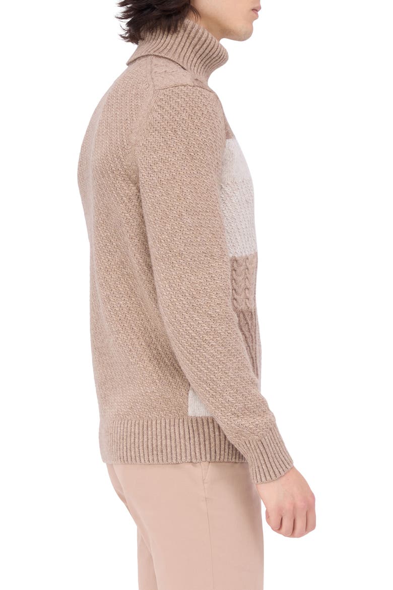 Pattern Wool Blend Turtleneck Sweater, Alternate, color, STONE