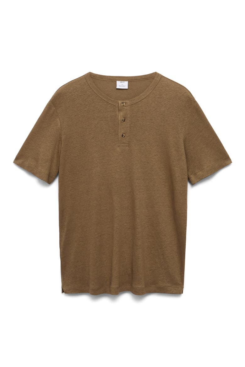 Linen Blend T-Shirt, Alternate, color, KHAKI