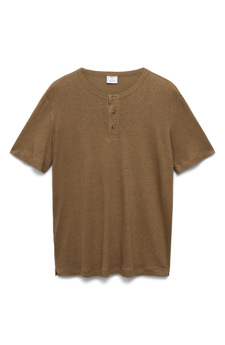 MANGO Linen Blend T-Shirt, Alternate, color, Khaki
