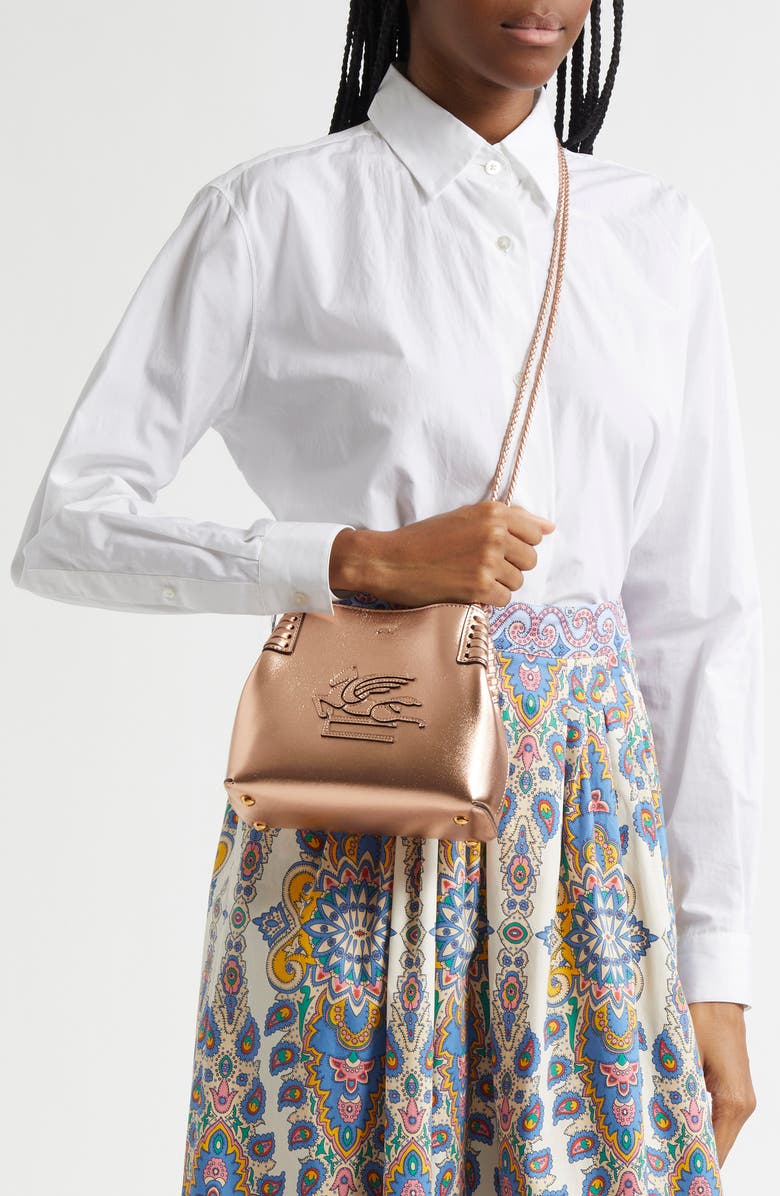 Etro Extra Small Libra Metallic Leather Crossbody Bag, Main, color,