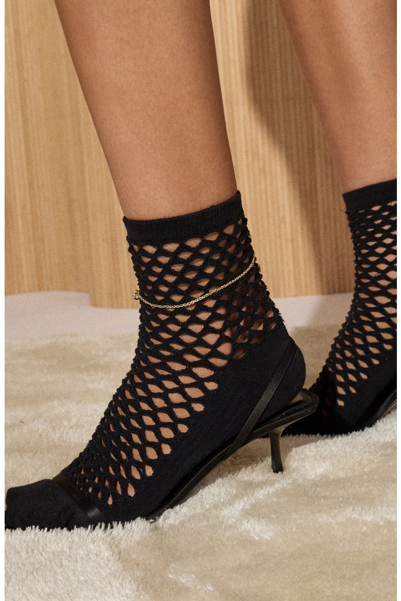 Netted Crew Socks, Alternate, color, PINK