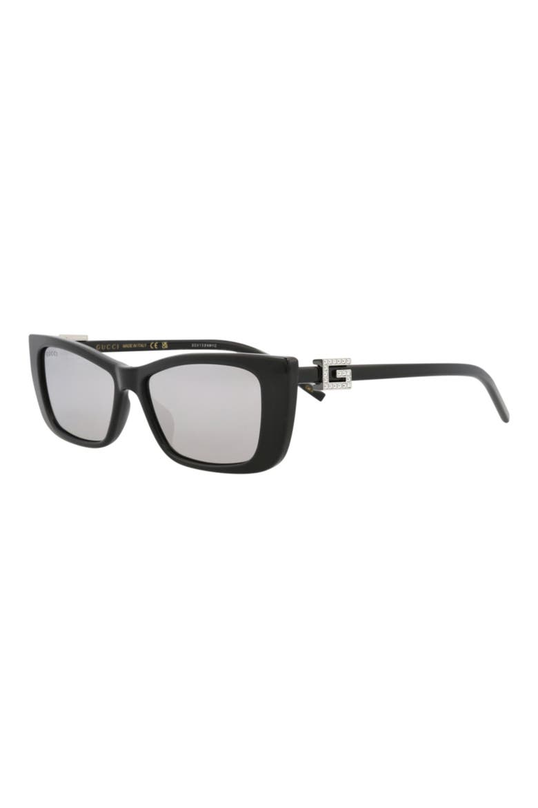 53mm Cat Eye Sunglasses, Alternate, color, BLACK BLACK SILVER