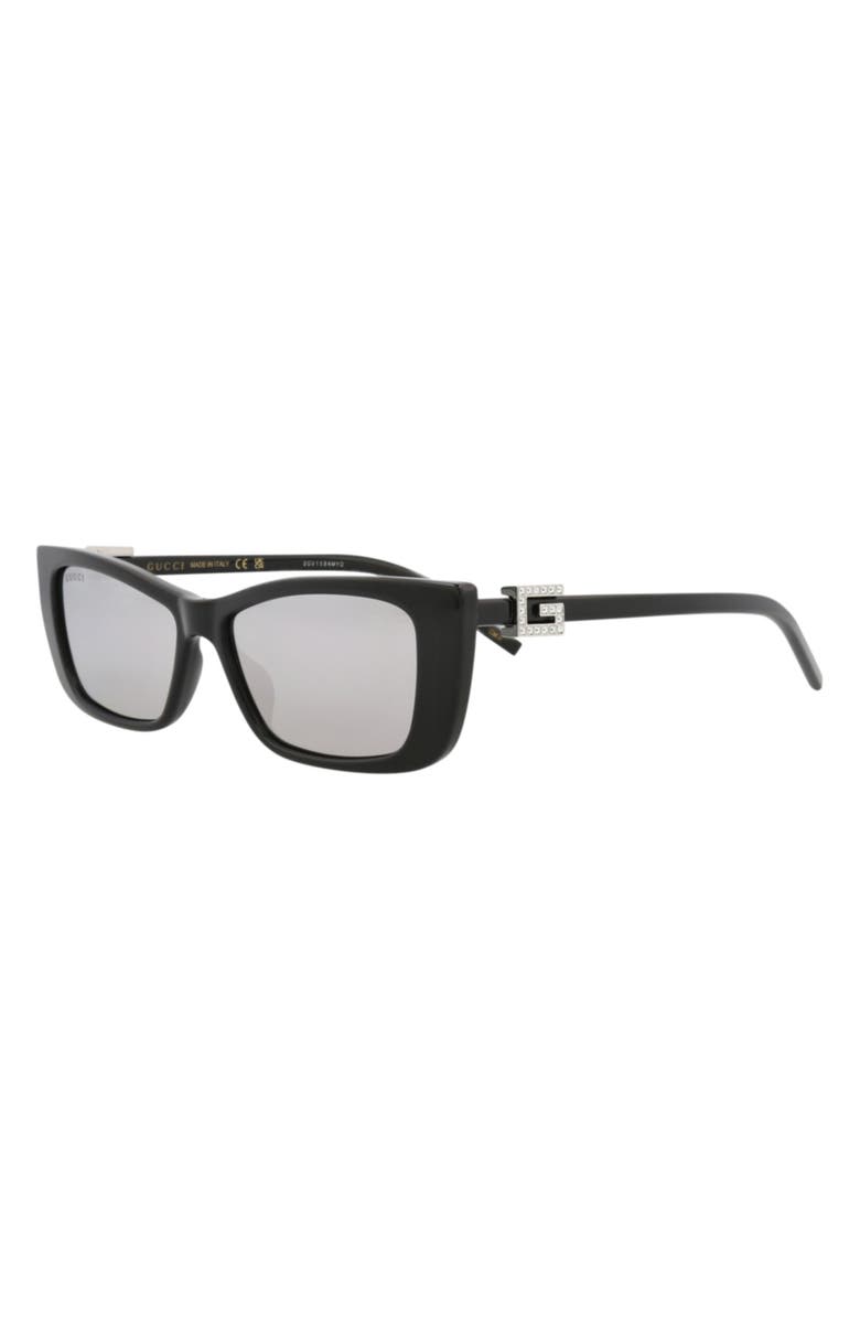 Gucci 53mm Cat Eye Sunglasses, Alternate, color, Black Black Silver