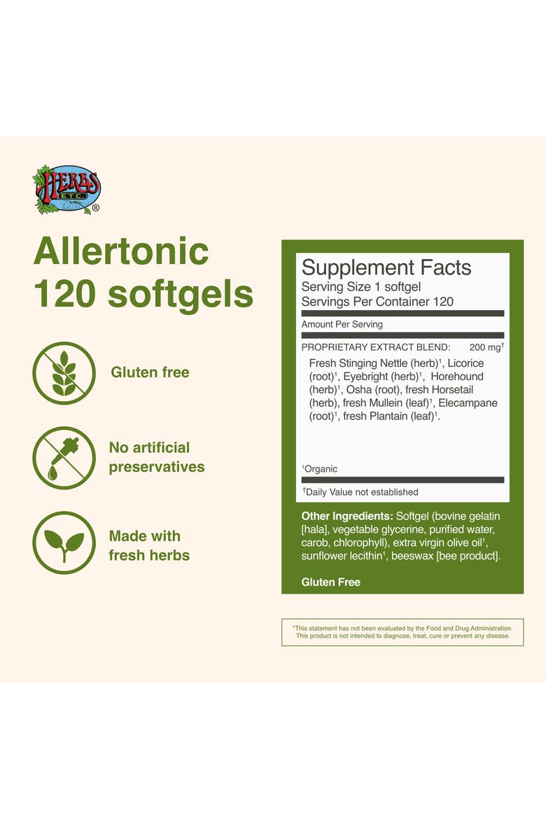 Allertonic Herbal Respiratory Support Softgels, 120 Count, Alternate, color, No Color