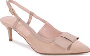 BERNESS June Bow Pointed Toe Slingback Kitten Heel Pump