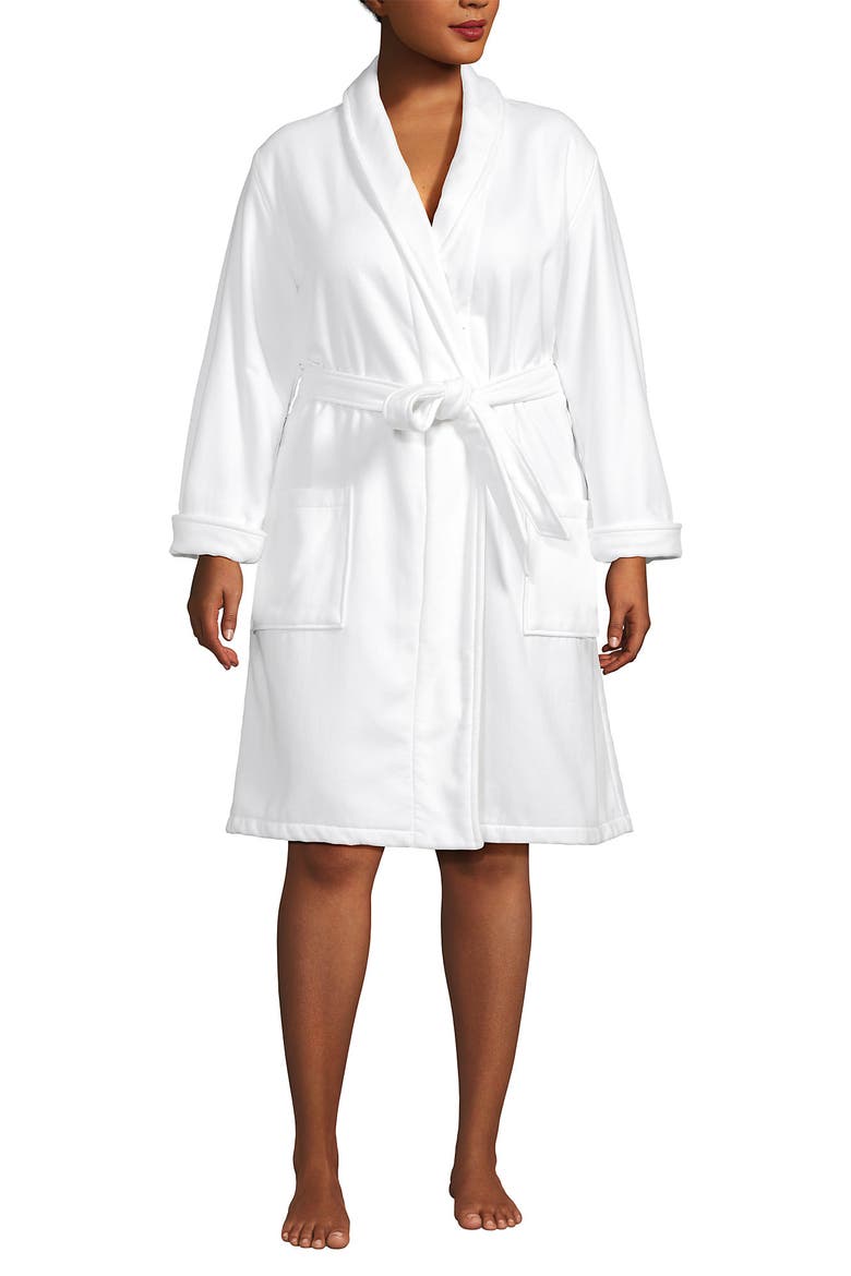 Plus Size Cotton Terry Knee Length Spa Bath Robe, Main, color, White