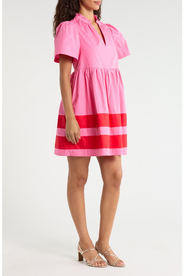 Lidia Colorblock Cotton Minidress, Alternate, color, PINK-RED