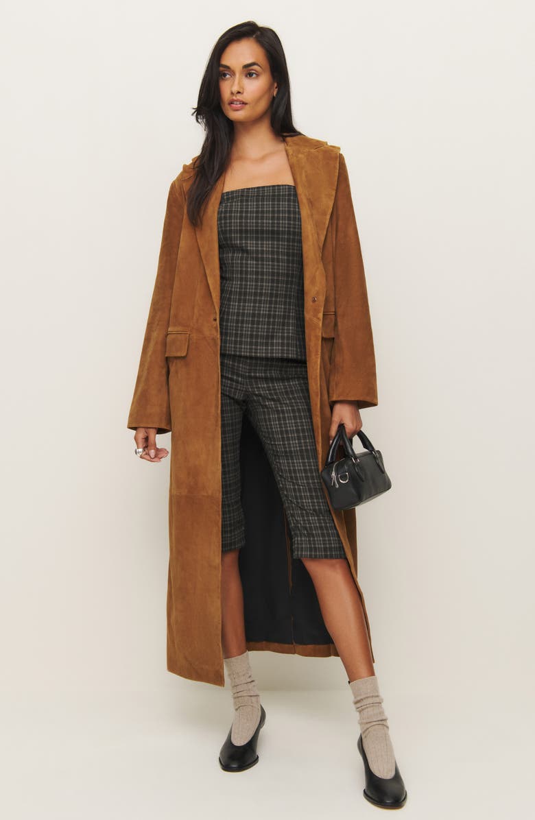 Reformation x Kacey Musgraves Steeplechase Plaid Strapless Top & Capri Pants Set, Alternate, color, 