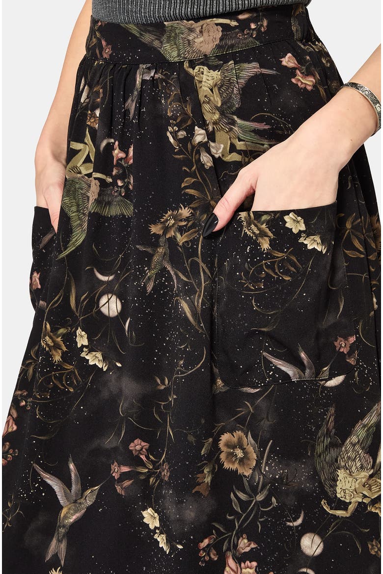 Harpyiai Print Midaxi Skirt, Alternate, color, Black