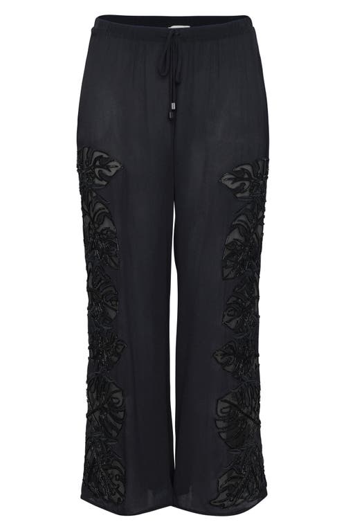 L Agence L'agence Geraldine Monstera Cover-up Wide Leg Pants In Black