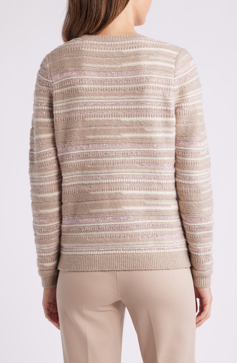 Anne Klein Sequin Stripe Crewneck Sweater, Alternate, color,