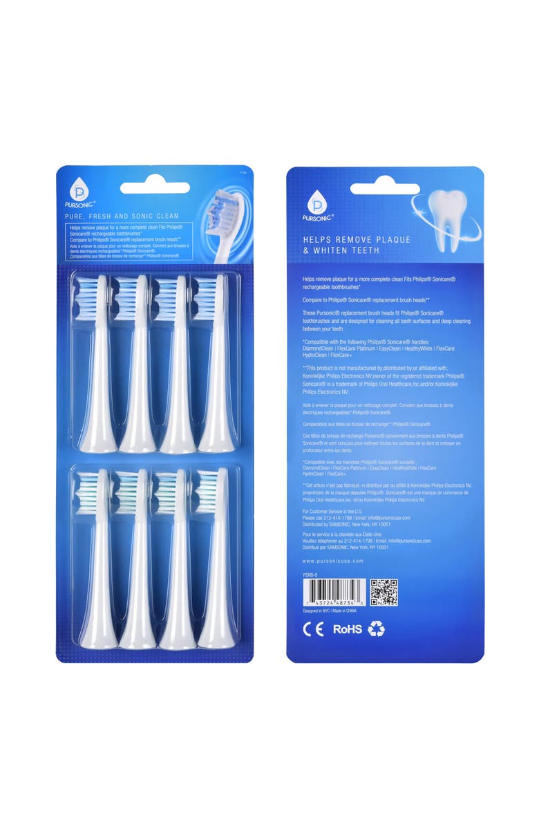 PURSONIC Philips Sonicare Compatible Brush Heads, Main, color, White