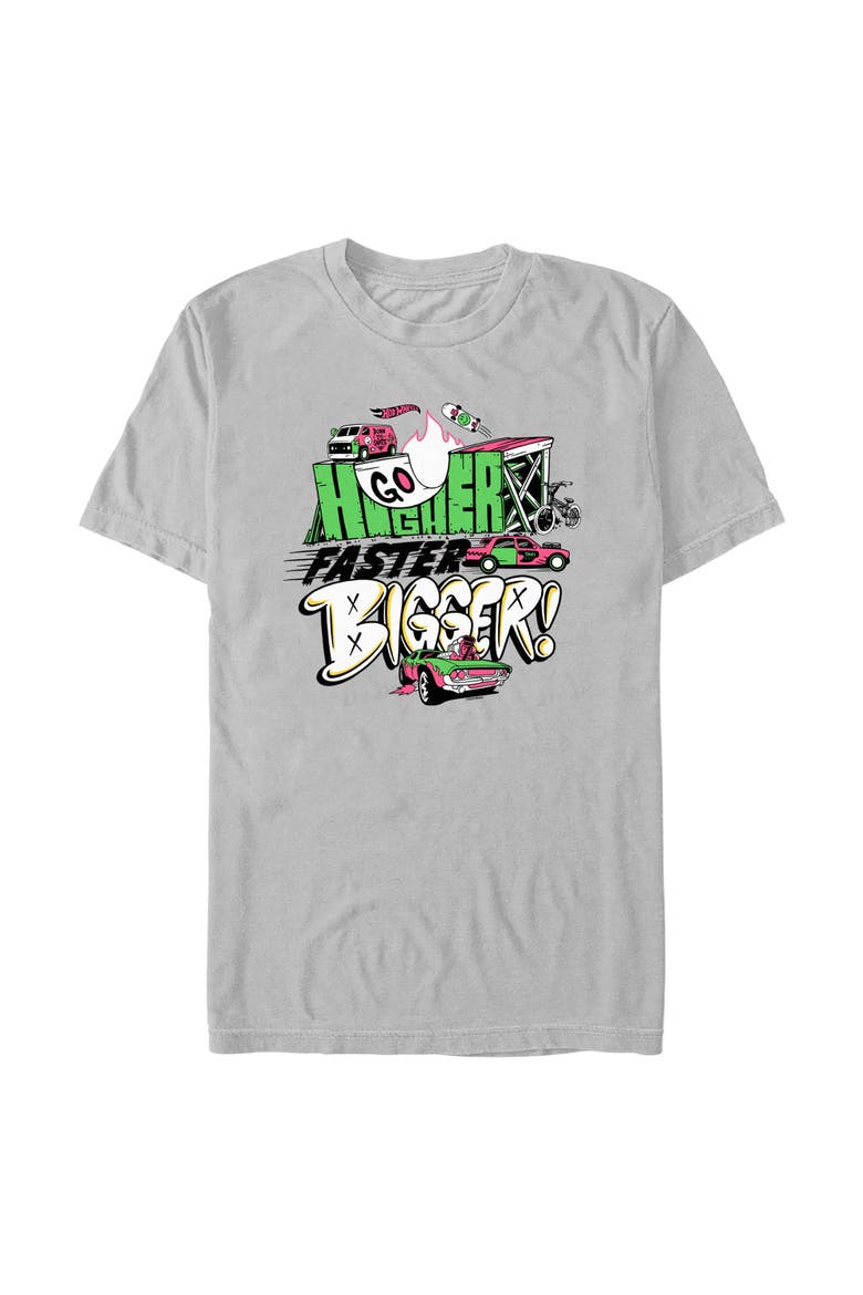 Men's Hot Wheels Go Higher Faster Bigger  Graphic T-Shirt, Main, color, Ice Grey