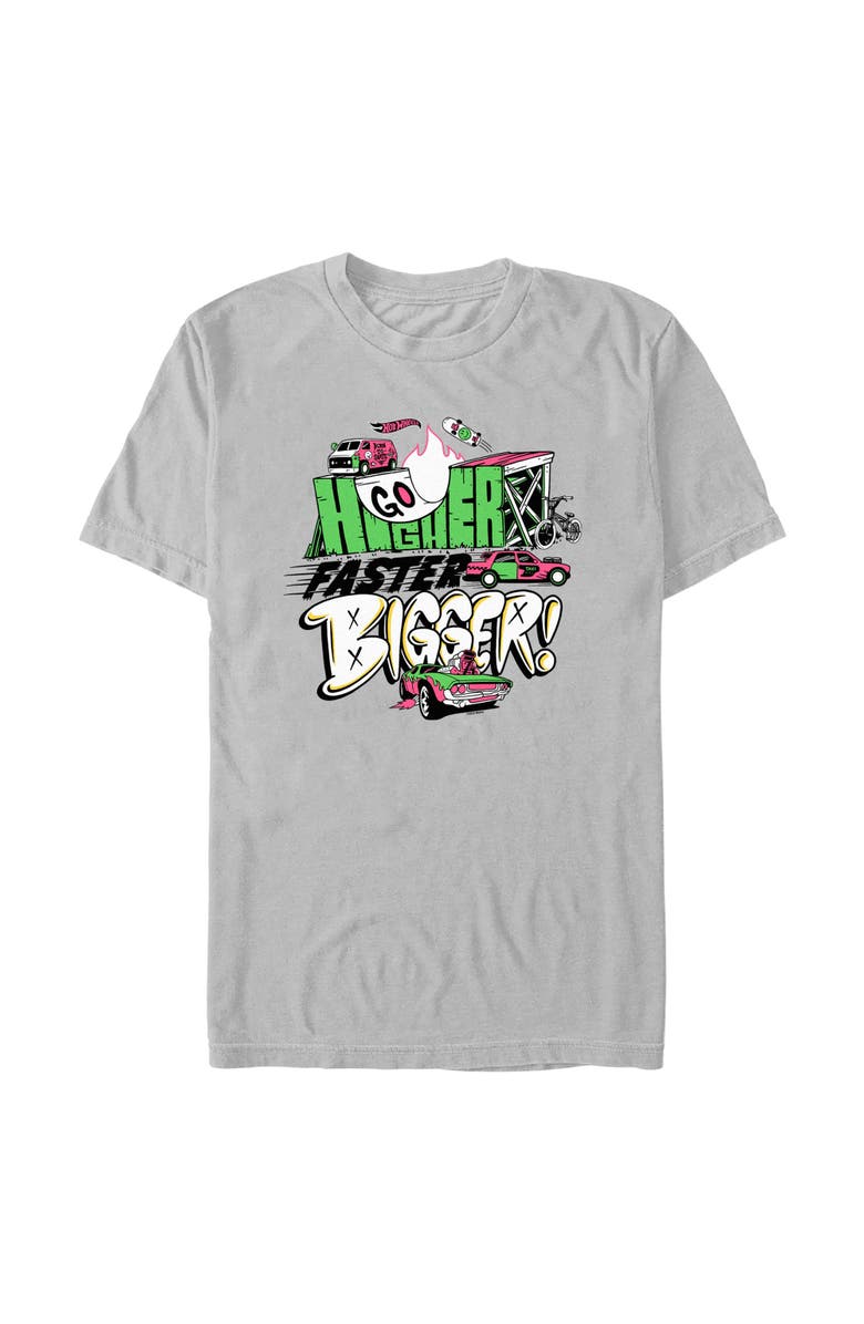 Hot Wheels Men's Hot Wheels Go Higher Faster Bigger  Graphic T-Shirt, Main, color, Ice Grey