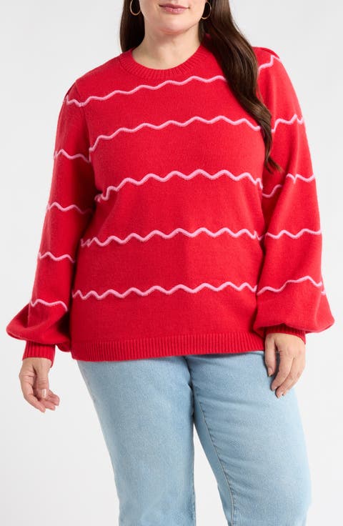 Maeverly Wavy Stripe Sweater (Plus)