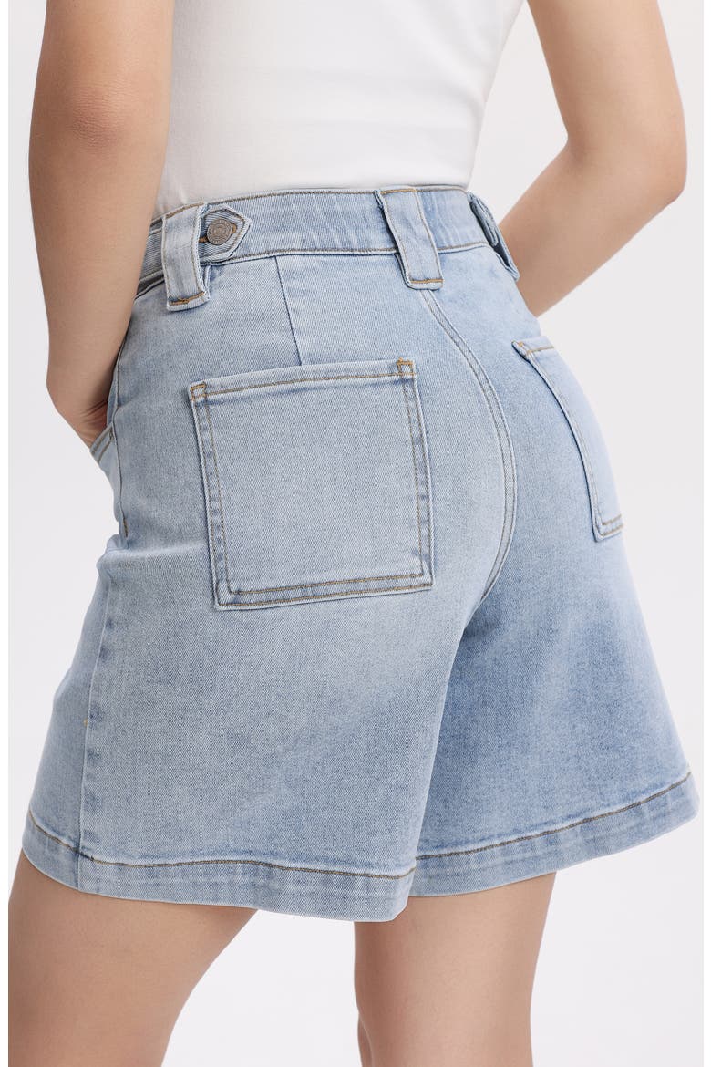 High Waist Mid Thigh Denim Shorts, Alternate, color, LIGHT BLUE